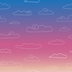 clouds in a line at sunset, a colorful image can be used for packaging design, paper