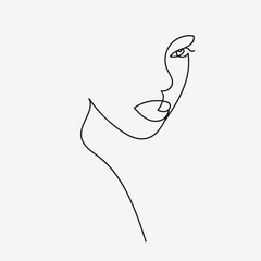 vector illustration girl in one line. can be used for printing and postcards