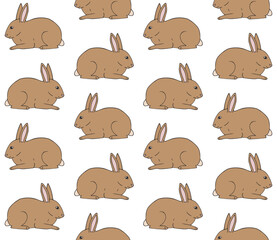 Vector seamless pattern of hand drawn doodle sketch colored bunny rabbit isolated on white background
