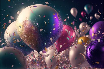 Fototapeta premium Colorful pastel balloons, new year, celebration, Generative AI