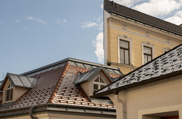 AUSTRIA, MEDLING - DECEMBER 11, 2022: Profile of an unusual house against the blue sky