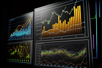 Naklejka premium Monitor in the city showing financial stock market data - Created with generative AI technology