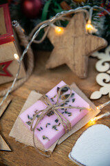 Fototapeta na wymiar Natural handmade soap with fresh fragrance