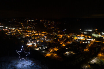 Holiday star over a small town