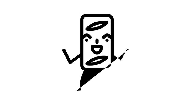 apple strudel dessert character line icon animation
