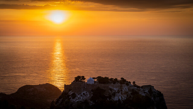 Sunset over Monolithos Castle Rhodes