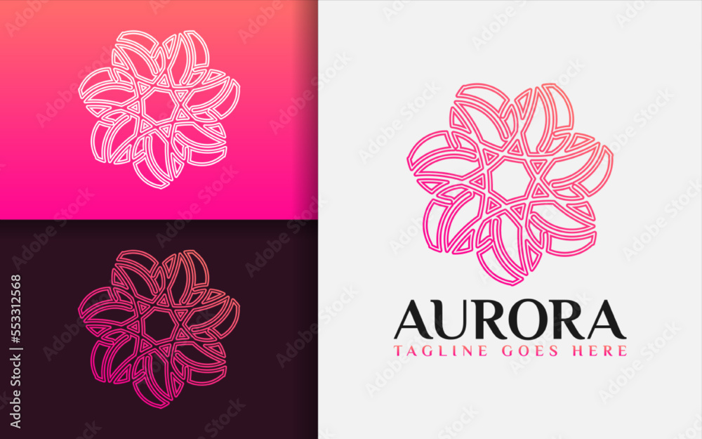 Poster abstract flower logo design with modern lines combination style concept. vector logo illustration.