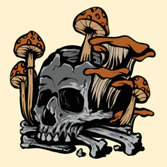  skull mushrooms melted vector illustrations for your work logo, merchandise t-shirt, 