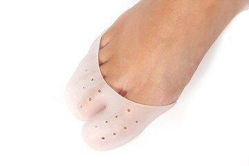 Silicone corrector for toes on a white background