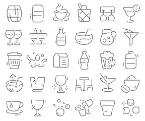 Drinks line icons collection. Thin outline icons pack. Vector illustration eps10