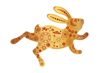 Cute bunny silhouette. Rabbit icon. Zodiac animals