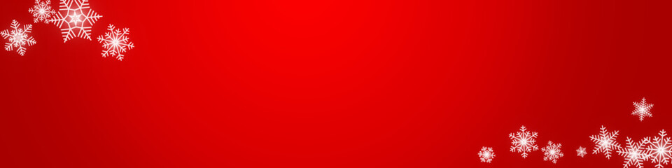 White Snowfall Vector Red Panoramic Background.