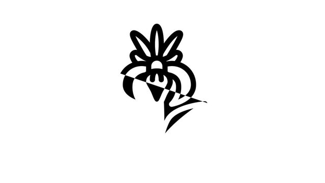 iris flower line icon animation