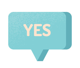 Blue yes icon. Feedback and graphic element for website. Collecting user reviews and opinions on Internet. Interface for programs, software and applications. Cartoon flat vector illustration