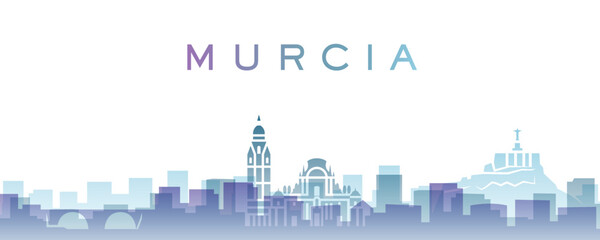 Obraz premium Murcia Transparent Layers Gradient Landmarks Skyline