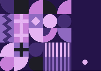 Abstract colorful flat mixed geometric mosaic template background with copy space for text. Vector illustration