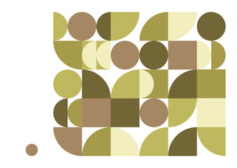 Flat geometric mosaic pattern vector background with retro abstract color or geometry prints of rectangles, squares and circles shape design
