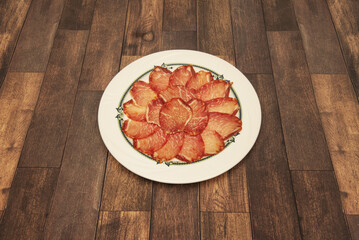 A wonderful Iberian loin caña tapa on a white plate