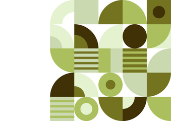 Flat geometric mosaic pattern vector background with retro abstract color or geometry prints of rectangles, squares and circles shape design