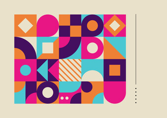 Abstract geometric pattern background design in retro style. Vector illustration.