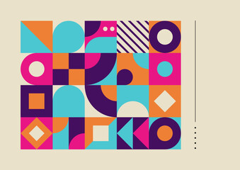 Abstract geometric pattern background design in retro style. Vector illustration.