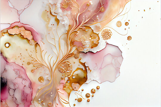 Alcohol Ink Rose Gold Crystal Flower
