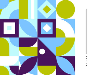 Obraz premium Abstract flat mosaic geometric pattern design in blueish retro style. Vector illustration.