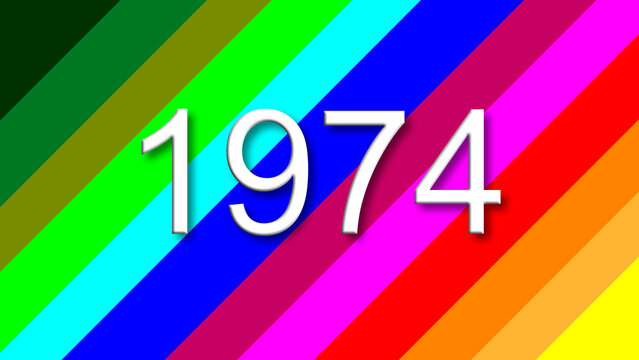 1974 colorful rainbow background year number