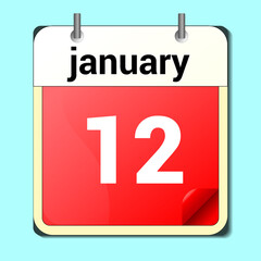 day on the calendar, vector image format, January 12