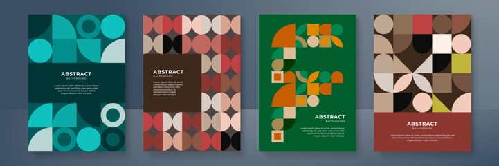 Mosaic flat geometric abstract poster design template