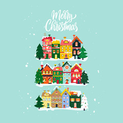 Blue Merry Christmas Concept. Vector Illustration of Seasonal Greetings. Holiday Celebration.