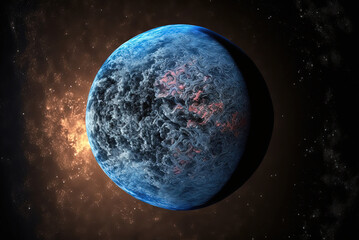 Fototapeta na wymiar Rocky Exoplanet Bathed in Cloud-shrouded Light.