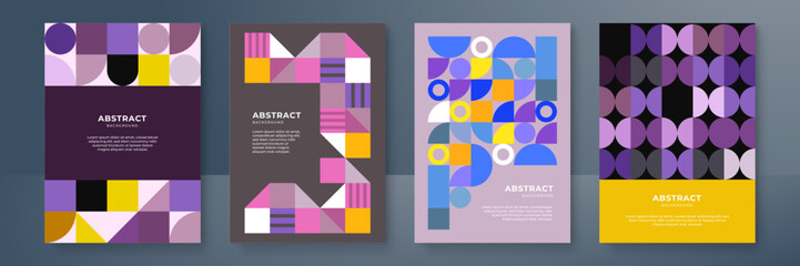 Geometric mosaic design poster with business corporate cover concept