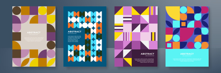 Geometric mosaic design poster with business corporate cover concept