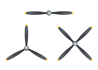 Plane blade propeller, vector airplane wood engine logo icon. Aircraft propeller fan - obrazy, fototapety, plakaty