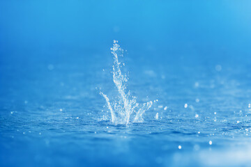 water falling with blue bokeh background