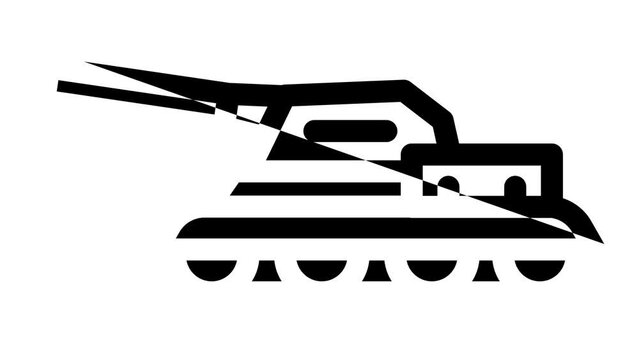 tank military line icon animation