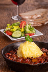 goulash with a potato dumpling