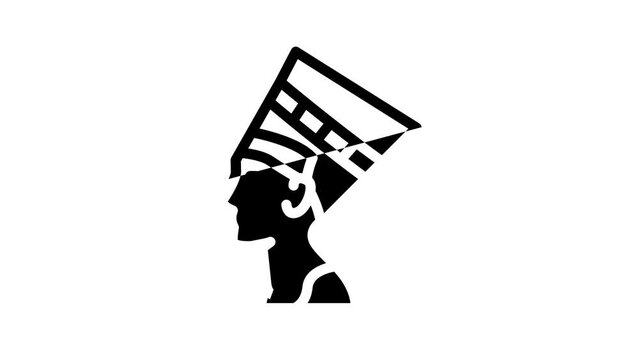 nefertiti egypt queen line icon animation