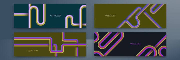 Simple abstract 1970's background design in futuristic retro style with colorful lines. Vector illustration.