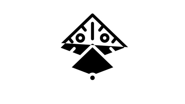 japanese kite line icon animation