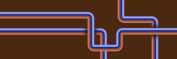 Fototapeta premium Simple abstract 1970's background design in futuristic retro style with colorful lines. Vector illustration.