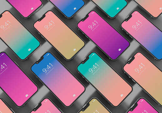 Staggered Smartphones  Mockup