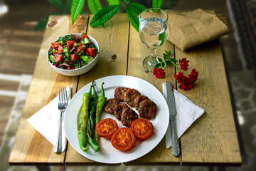 Meat Patties and Salad