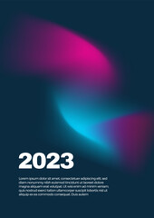Happy New 2023 Year posters set. Typography geometric logo 2023 for branding, banner, cover, invitation card.