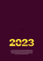 Happy New 2023 Year poster. Typography geometric logo 2023 for branding, banner, cover, invitation card.