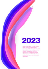Happy New 2023 Year poster. Typography geometric logo 2023 for branding, banner, cover, invitation card.