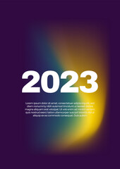Happy New 2023 Year poster. Typography geometric logo 2023 for branding, banner, cover, invitation card.