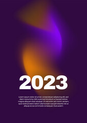 Happy New 2023 Year poster. Typography geometric logo 2023 for branding, banner, cover, invitation card.