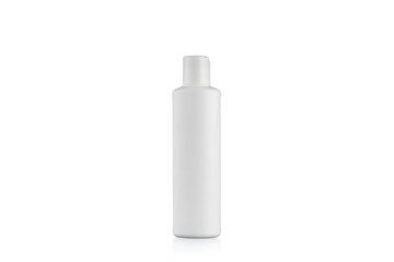 Plastic White Bottle , isolated on white background.  
White cosmetic container on a white background.
Shampoo bottle.